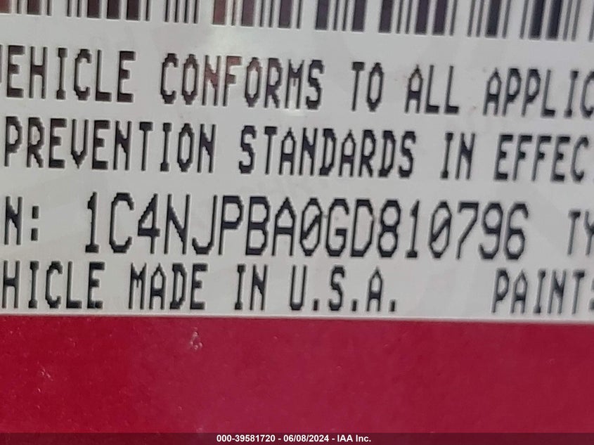 2016 JEEP PATRIOT SPORT - 1C4NJPBA0GD810796