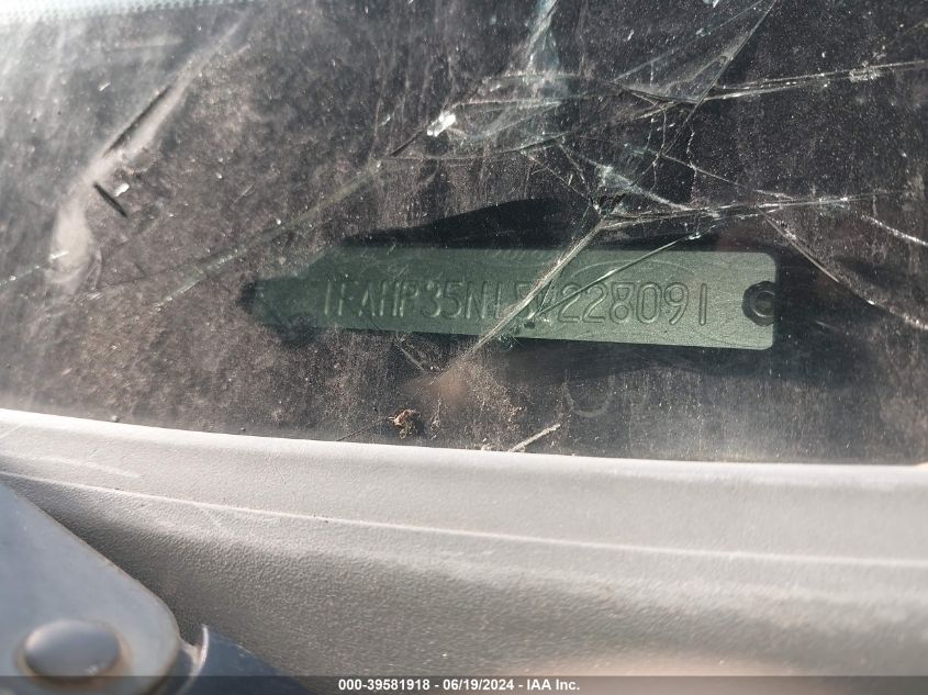 2008 Ford Focus Se/Ses VIN: 1FAHP35N18W228091 Lot: 39581918