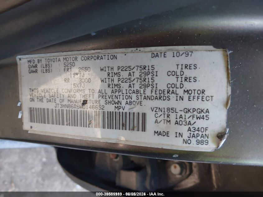 JT3HN86R6W0146652 1998 Toyota 4Runner Sr5 V6