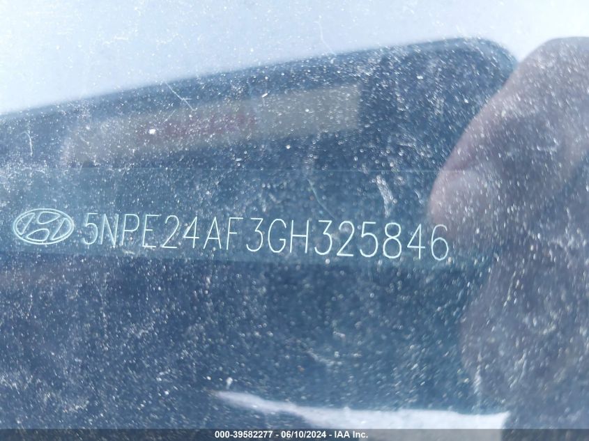 2016 Hyundai Sonata Se VIN: 5NPE24AF3GH325846 Lot: 39582277