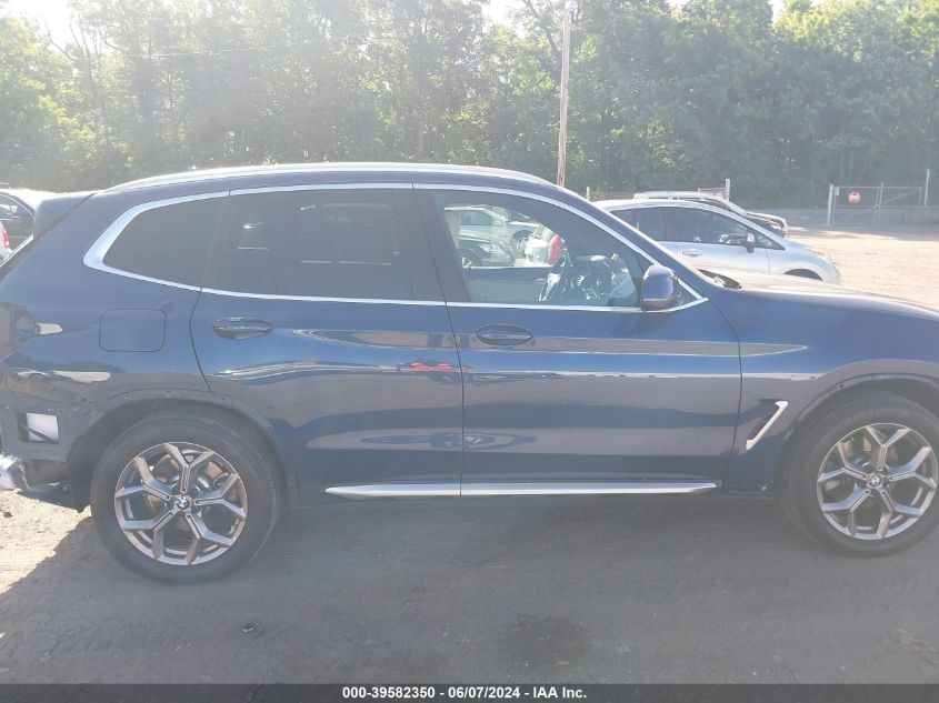 2022 BMW X3 xDrive30I VIN: 5UX53DP00N9K55520 Lot: 39582350