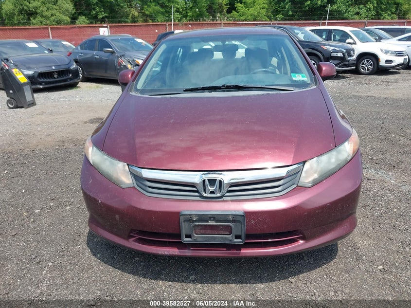 2012 Honda Civic Lx VIN: 19XFB2F53CE321898 Lot: 39582527