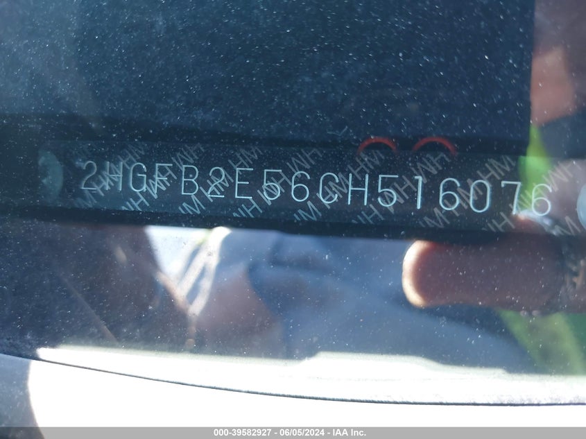 2012 Honda Civic Lx VIN: 2HGFB2E56CH516076 Lot: 39582927