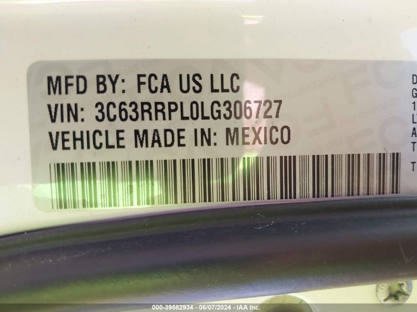 2020 Ram 3500 Limited Mega Cab 4X4 6'4 Box VIN: 3C63RRPL0LG306727 Lot: 39582934