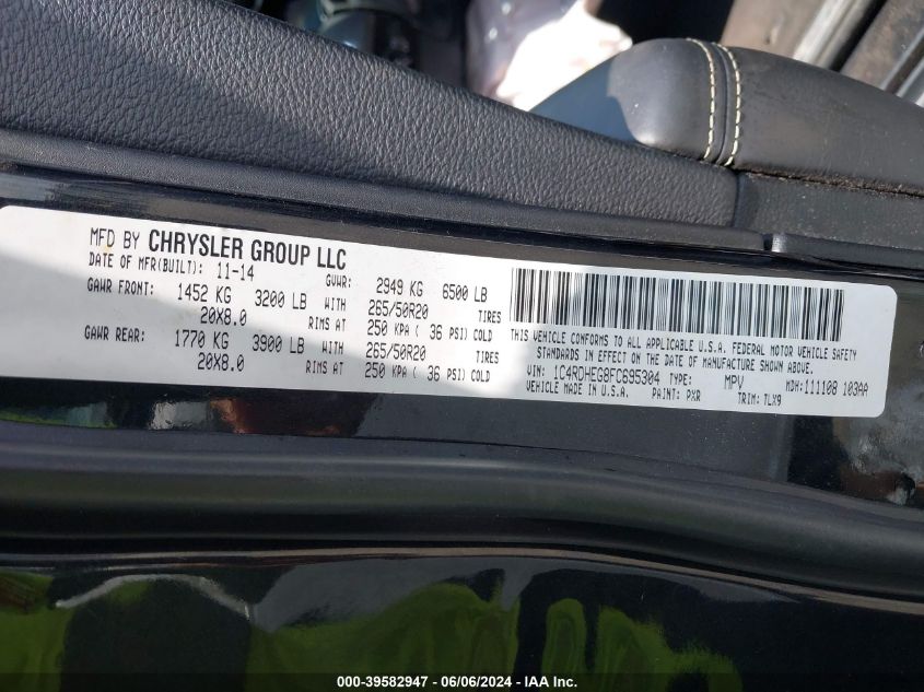 2015 Dodge Durango Citadel VIN: 1C4RDHEG8FC695304 Lot: 39582947