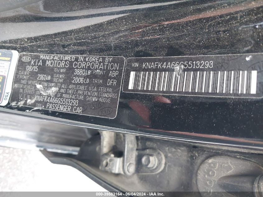 2016 Kia Forte Lx VIN: KNAFK4A66G5513293 Lot: 39583164
