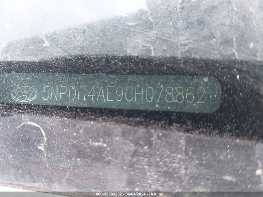 2012 Hyundai Elantra Gls VIN: 5NPDH4AE9CH078862 Lot: 39583202