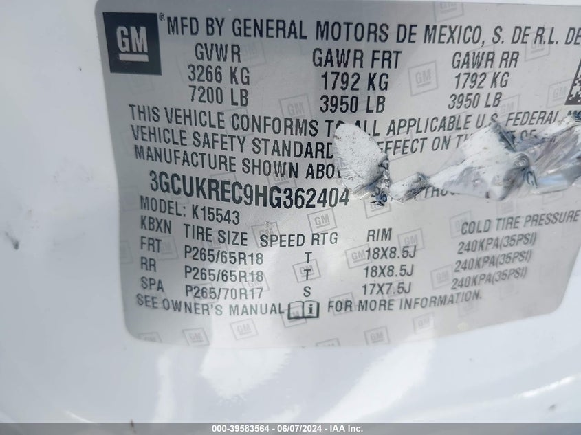 2017 CHEVROLET SILVERADO 1500 2LT - 3GCUKREC9HG362404