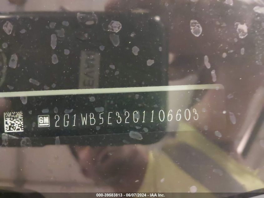 2012 Chevrolet Impala Lt VIN: 2G1WB5E32C1106603 Lot: 39583813