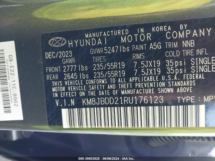 KM8JBDD21RU176123 2024 Hyundai Tucson Plug-In Hybrid Sel