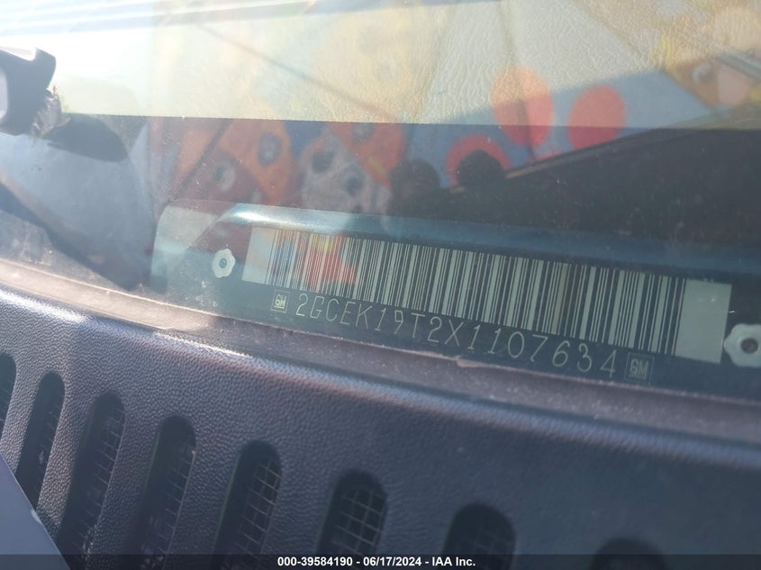 1999 Chevrolet Silverado 1500 Ls VIN: 2GCEK19T2X1107634 Lot: 39584190