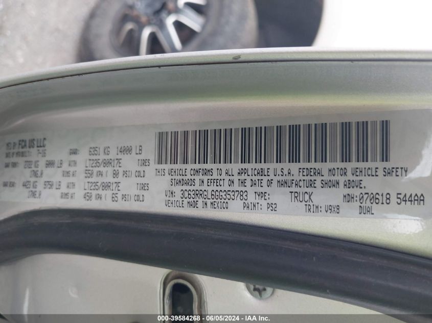 2016 Ram 3500 Tradesman VIN: 3C63RRGL6GG353783 Lot: 39584268