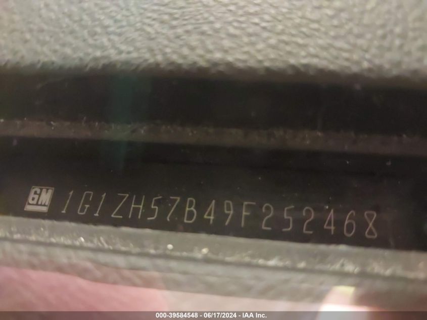 2009 Chevrolet Malibu Lt VIN: 1G1ZH57B49F252468 Lot: 39584548