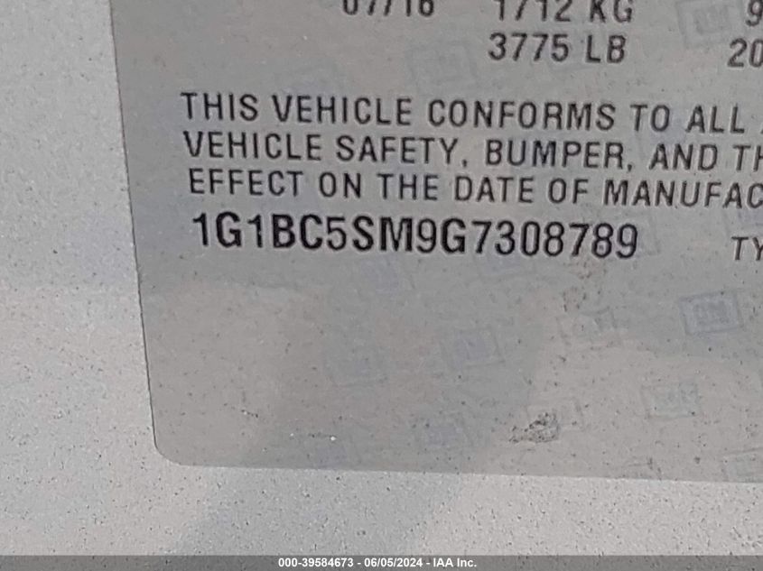 2016 Chevrolet Cruze Ls Auto VIN: 1G1BC5SM9G7308789 Lot: 39584673