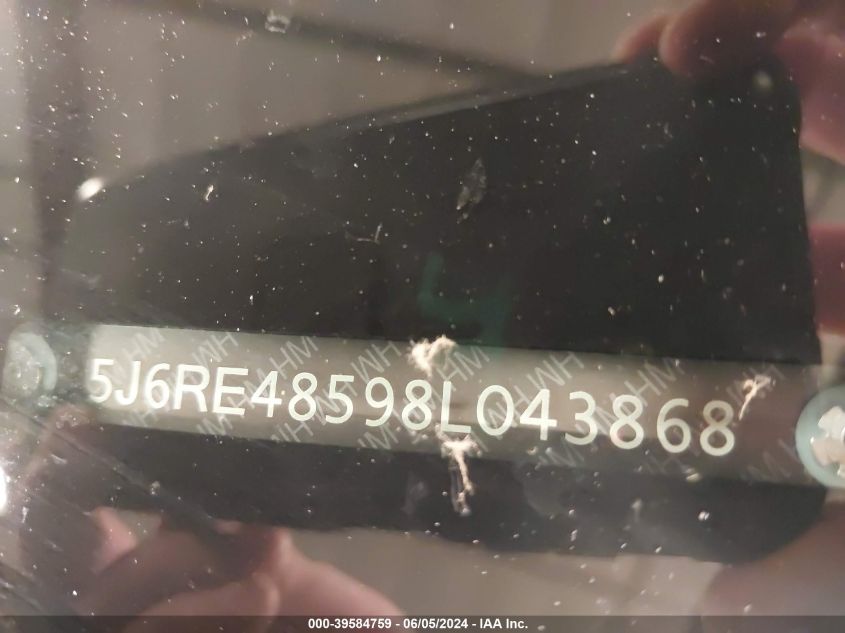 2008 Honda Cr-V Ex VIN: 5J6RE48598L043868 Lot: 39584759