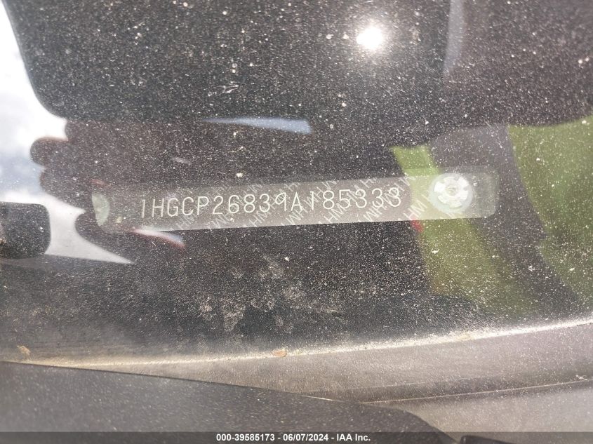 2009 Honda Accord 2.4 Ex-L VIN: 1HGCP26839A185333 Lot: 39585173