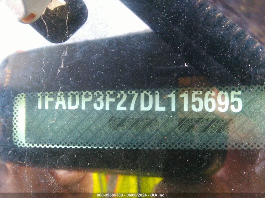 2013 Ford Focus Se VIN: 1FADP3F27DL115695 Lot: 39585330