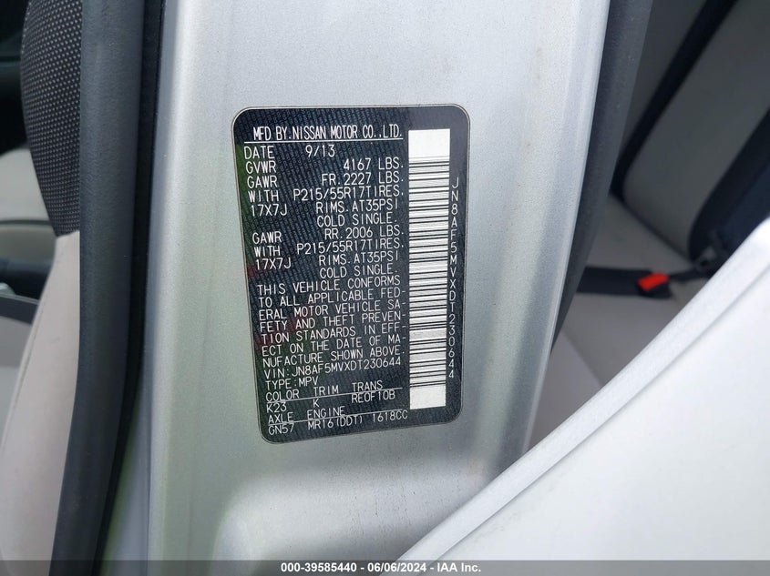 2013 NISSAN JUKE SV - JN8AF5MVXDT230644