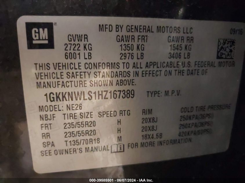 1GKKNWLS1HZ167389 2017 GMC Acadia Slt-2