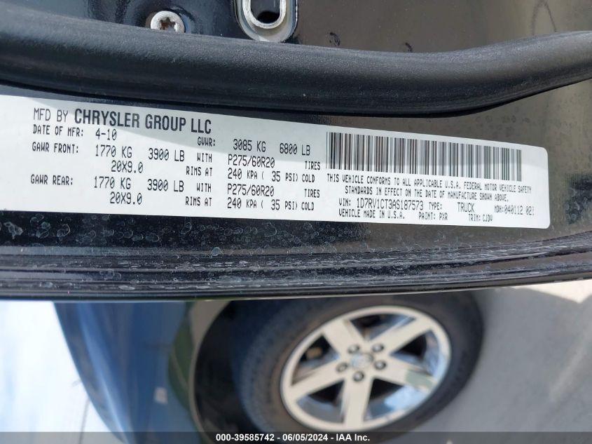 2010 Dodge Ram 1500 Slt/Sport/Trx VIN: 1D7RV1CT3AS187573 Lot: 39585742