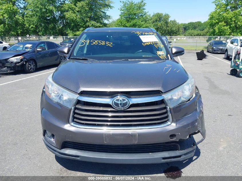 2015 Toyota Highlander Limited V6 VIN: 5TDDKRFH5FS159017 Lot: 39585832