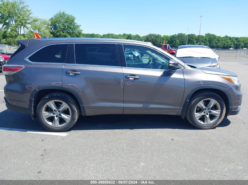 2015 Toyota Highlander Limited V6 VIN: 5TDDKRFH5FS159017 Lot: 39585832