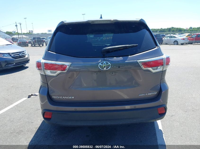 2015 Toyota Highlander Limited V6 VIN: 5TDDKRFH5FS159017 Lot: 39585832