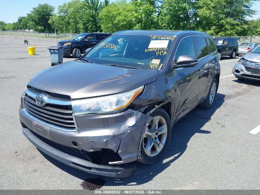 2015 Toyota Highlander Limited V6 VIN: 5TDDKRFH5FS159017 Lot: 39585832