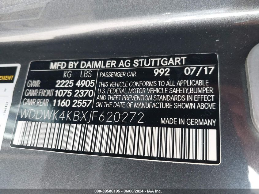 2018 Mercedes-Benz C 300 4Matic VIN: WDDWK4KBXJF620272 Lot: 39586195