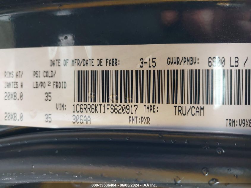 2015 Ram 1500 St VIN: 1C6RR6KT1FS620917 Lot: 39586404