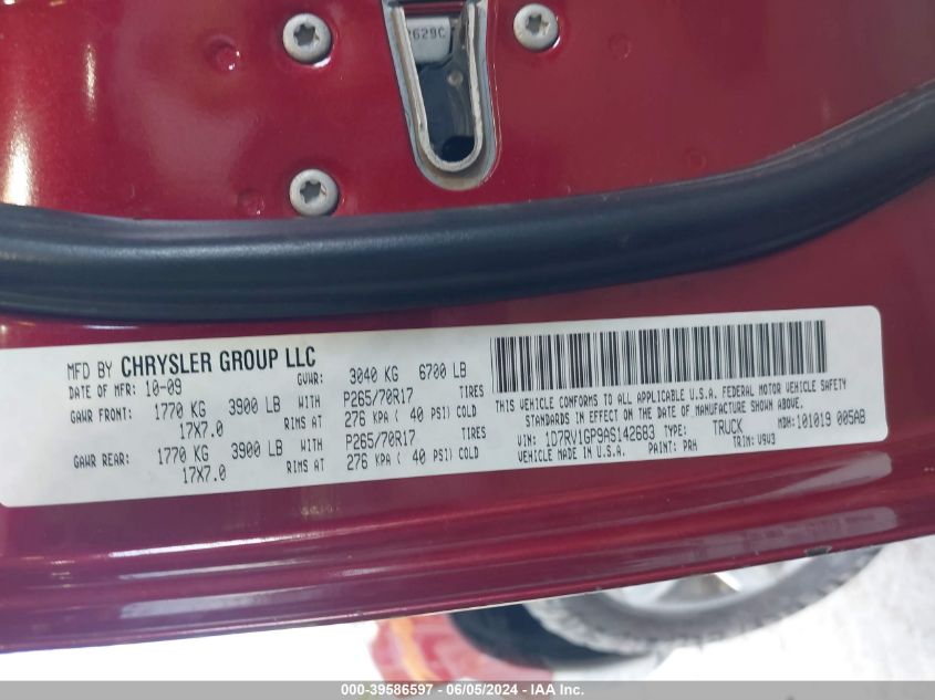 2010 Dodge Ram 1500 Slt/Sport/Trx VIN: 1D7RV1GP2AS142683 Lot: 39586597