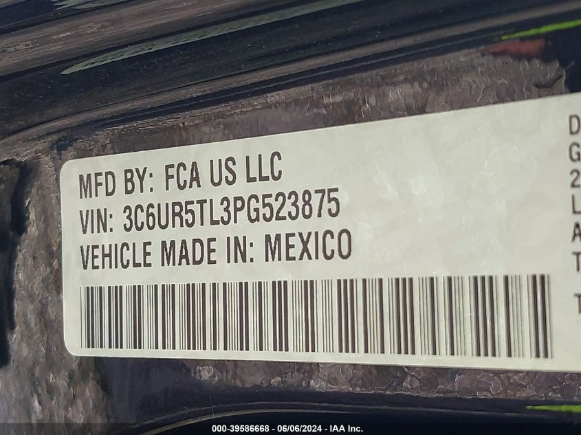 2023 Ram 2500 Limited Mega Cab 4X4 6'4 Box VIN: 3C6UR5TL3PG523875 Lot: 39586668