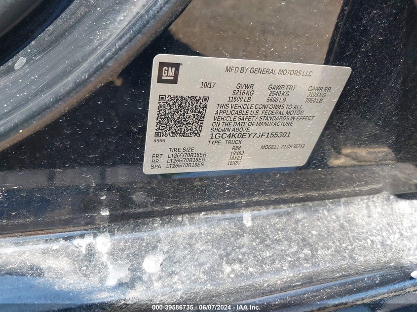 2018 Chevrolet Silverado 3500Hd Ltz VIN: 1GC4K0EY7JF155301 Lot: 39586735