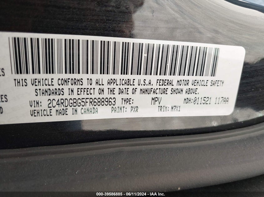 2015 DODGE GRAND CARAVAN SE PLUS - 2C4RDGBG5FR688963