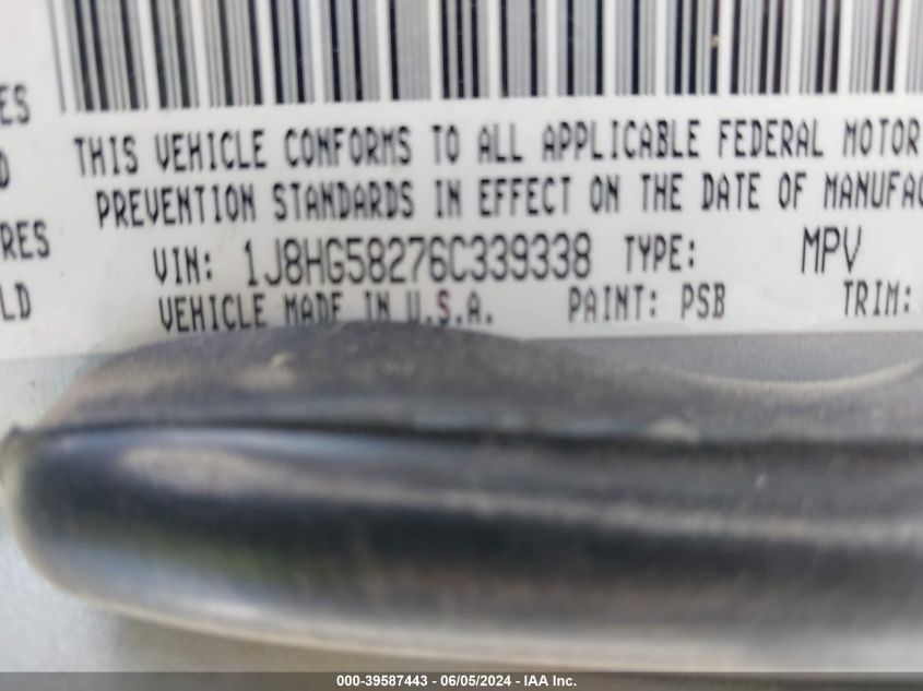 2006 Jeep Commander Limited VIN: 1J8HG58276C339338 Lot: 39587443