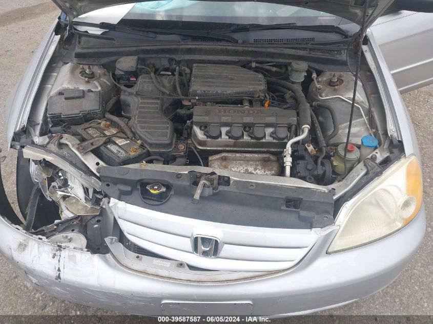 2003 Honda Civic Lx VIN: JHMES16553S003931 Lot: 39587587