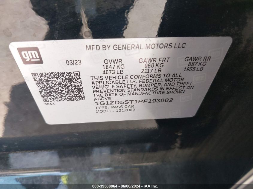 2023 CHEVROLET MALIBU FWD 1LT - 1G1ZD5ST1PF193002