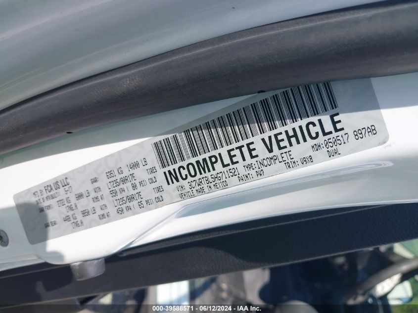 2017 Ram 3500 Chassis Tradesman/Slt VIN: 3C7WRTBL5HG711521 Lot: 39588571