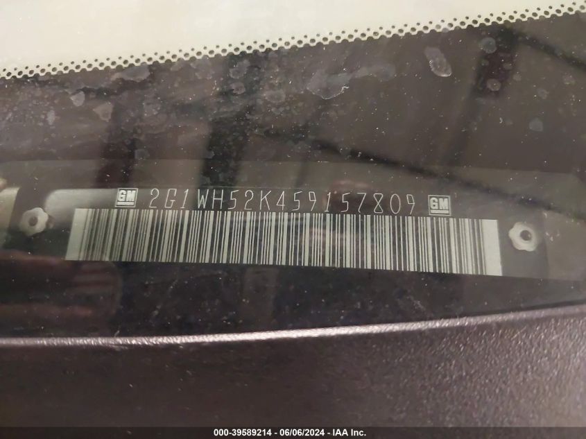 2005 Chevrolet Impala Ls VIN: 2G1WH52K459157809 Lot: 39589214