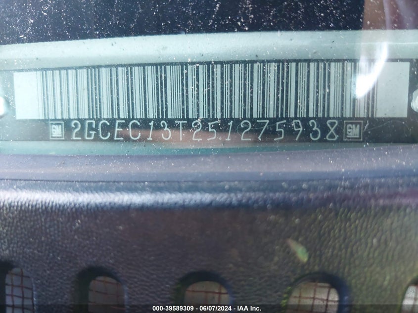 2005 Chevrolet Silverado 1500 Ls VIN: 2GCEC13T251275938 Lot: 39589309