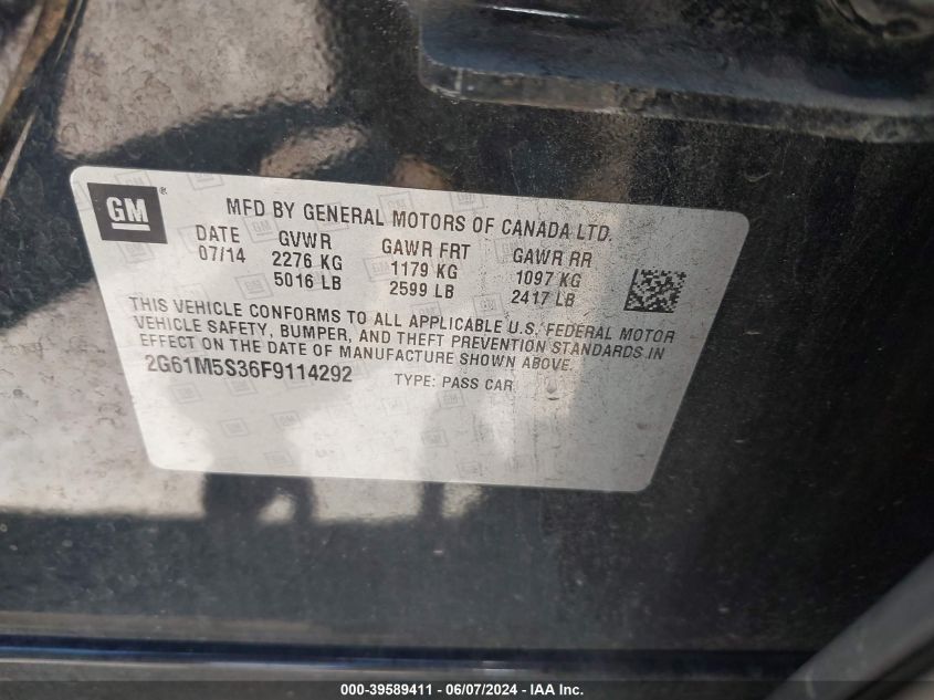 2015 Cadillac Xts Luxury VIN: 2G61M5S36F9114292 Lot: 39589411