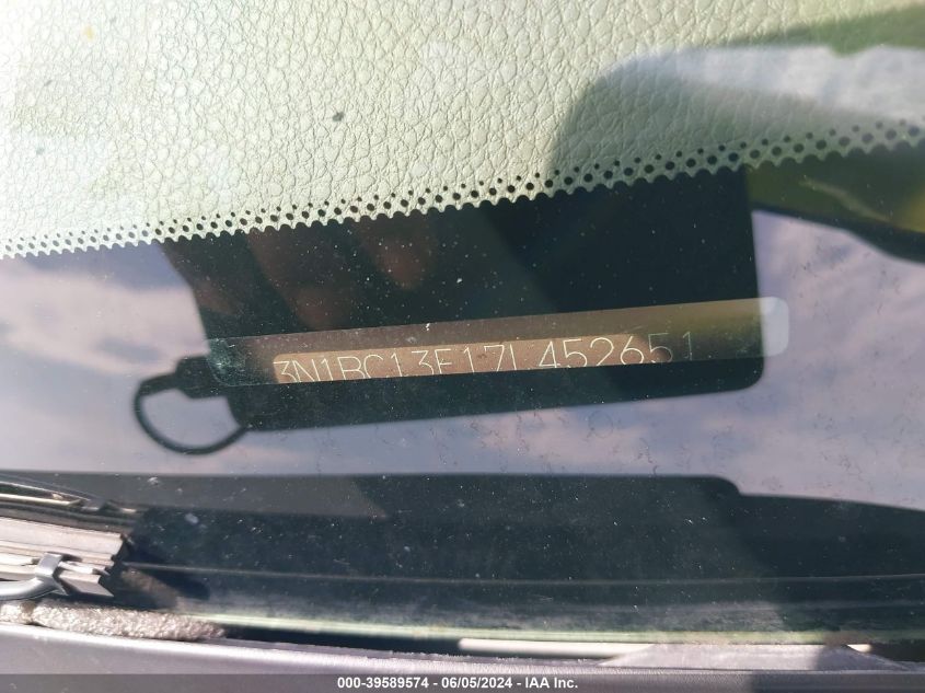 2007 Nissan Versa 1.8S VIN: 3N1BC13E17L452651 Lot: 39589574