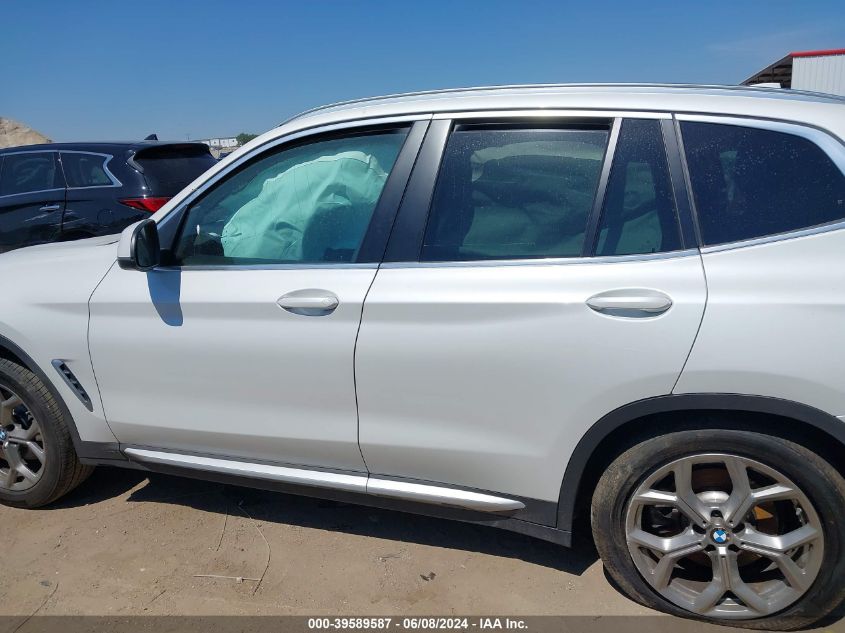 2022 BMW X3 Sdrive30I VIN: 5UX43DP04N9M96489 Lot: 39589587
