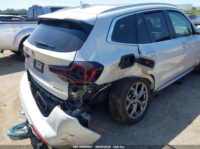 2022 BMW X3 Sdrive30I VIN: 5UX43DP04N9M96489 Lot: 39589587