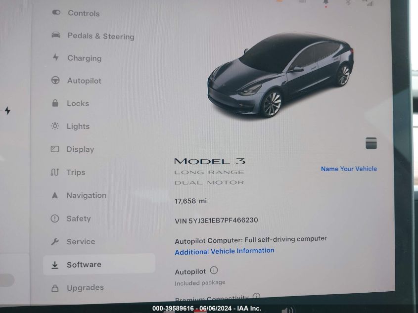 2023 Tesla Model 3 Long Range Dual Motor All-Wheel Drive VIN: 5YJ3E1EB7PF466230 Lot: 39589616