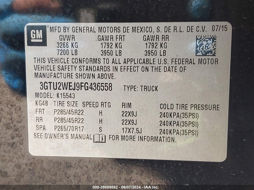 2015 GMC SIERRA 1500 DENALI - 3GTU2WEJ9FG436558