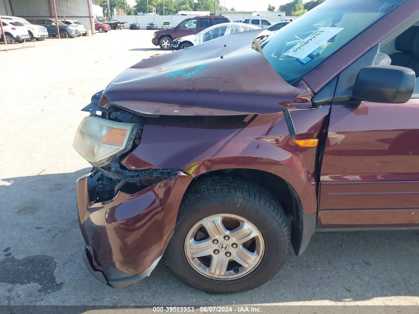 2007 Honda Pilot Lx VIN: 5FNYF281X7B002683 Lot: 39589953