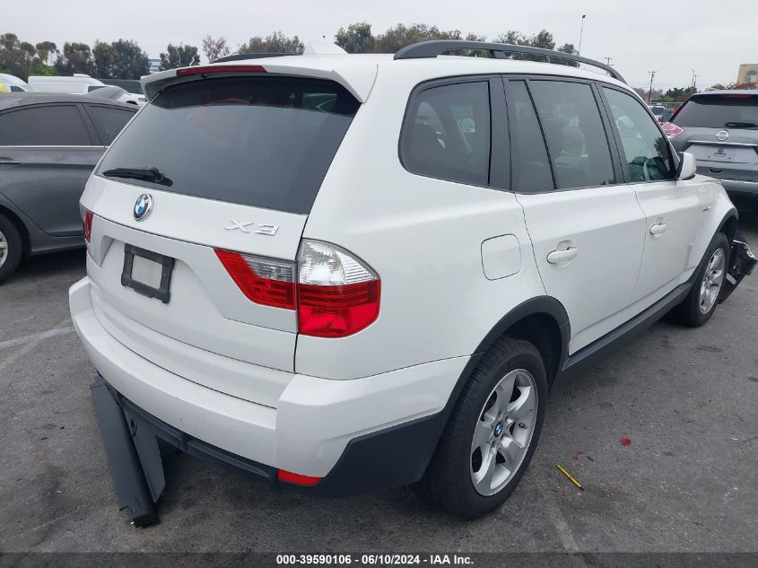 2007 BMW X3 3.0Si VIN: WBXPC93487WF03751 Lot: 39590106