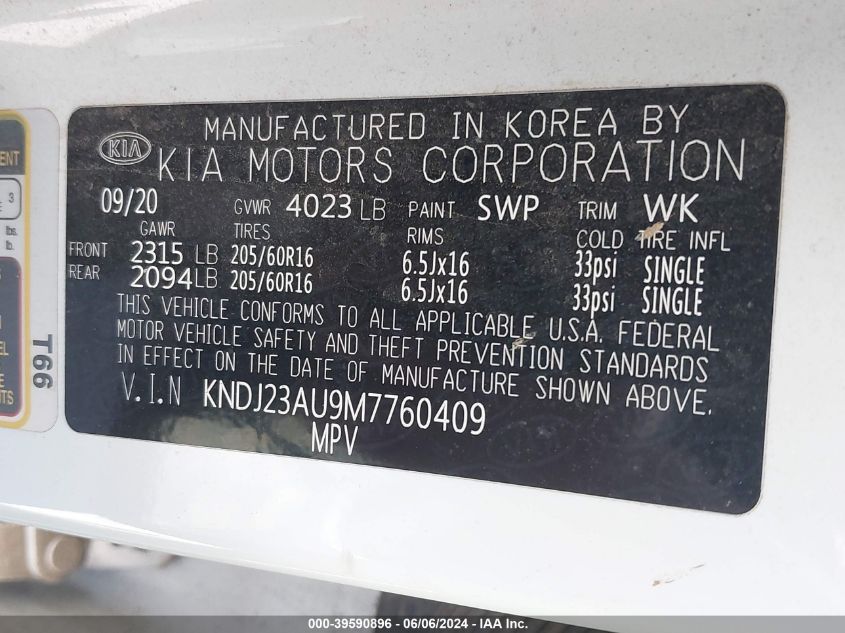 2021 KIA SOUL LX - KNDJ23AU9M7760409