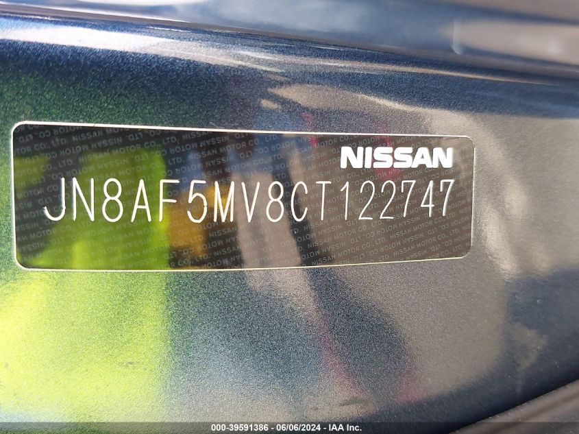 2012 Nissan Juke Sl VIN: JN8AF5MV8CT122747 Lot: 39591386